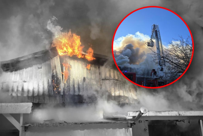 Pożar domków letniskowych w Pogorzelicy. Ponad 50 strażaków walczy z żywiołem