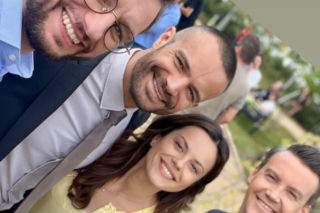 M jak miłość po wakacjach. Jakub Karski (Krzysztof Kwiatkowski), Mariusz (Mateusz Mosiewicz), Kasia (Paulina Lasota), Aleksander Sowiński (Mikołaj Krawczyk) na planie