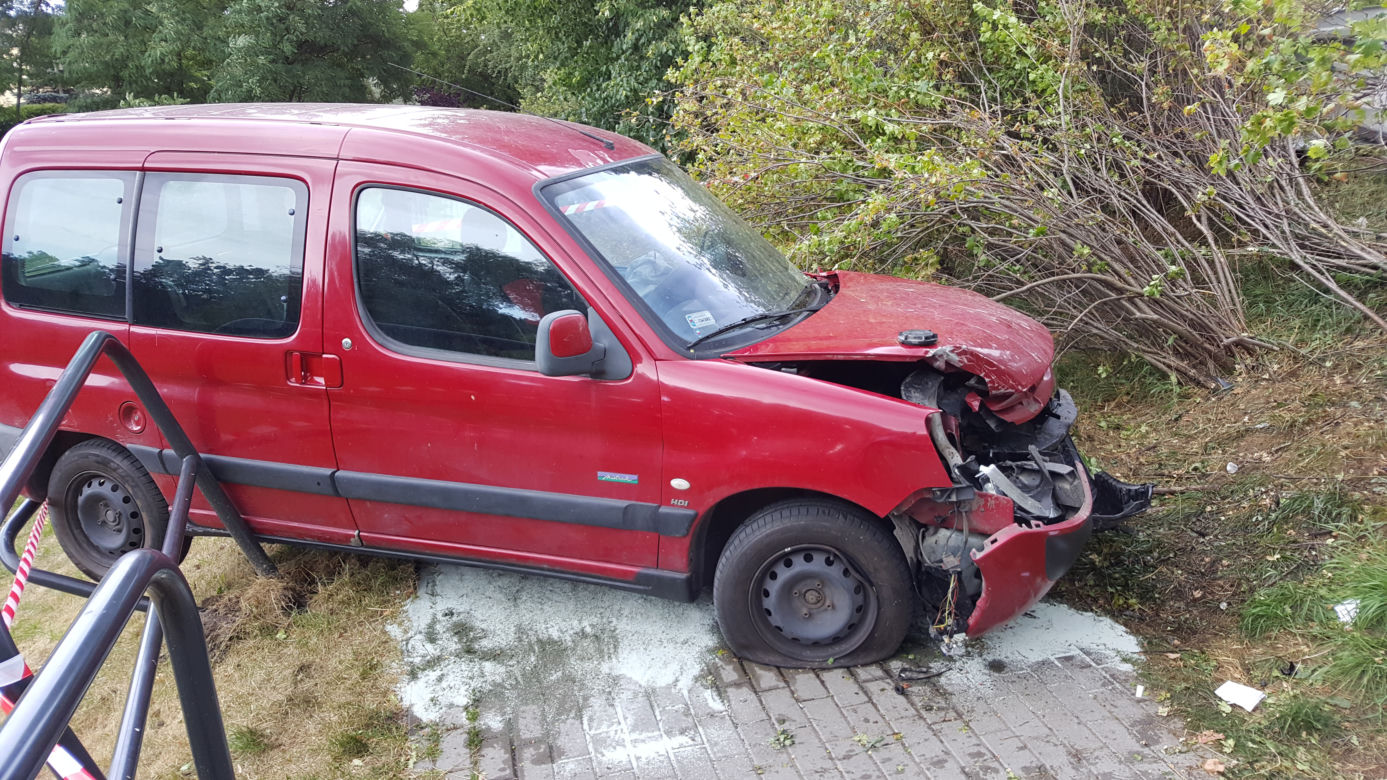 O krok od tragedii na ul. Kolbego! Auto przeleciało przez barierki!