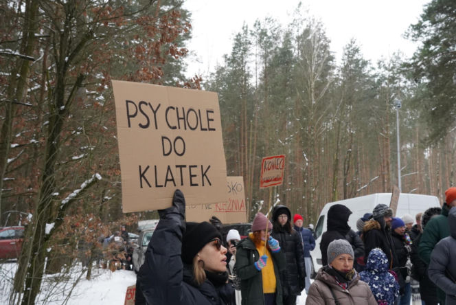 Schronisko dla psów w Sobolewie zamknięte. Jeszcze w sobotę, 24 stycznia, protestowali pod nim mieszkańcy [ZDJĘCIA].