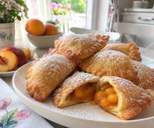 Smażone pierożki z morelami i brzoskwiniami. Na patelni stają się rumiane jak małe pączki