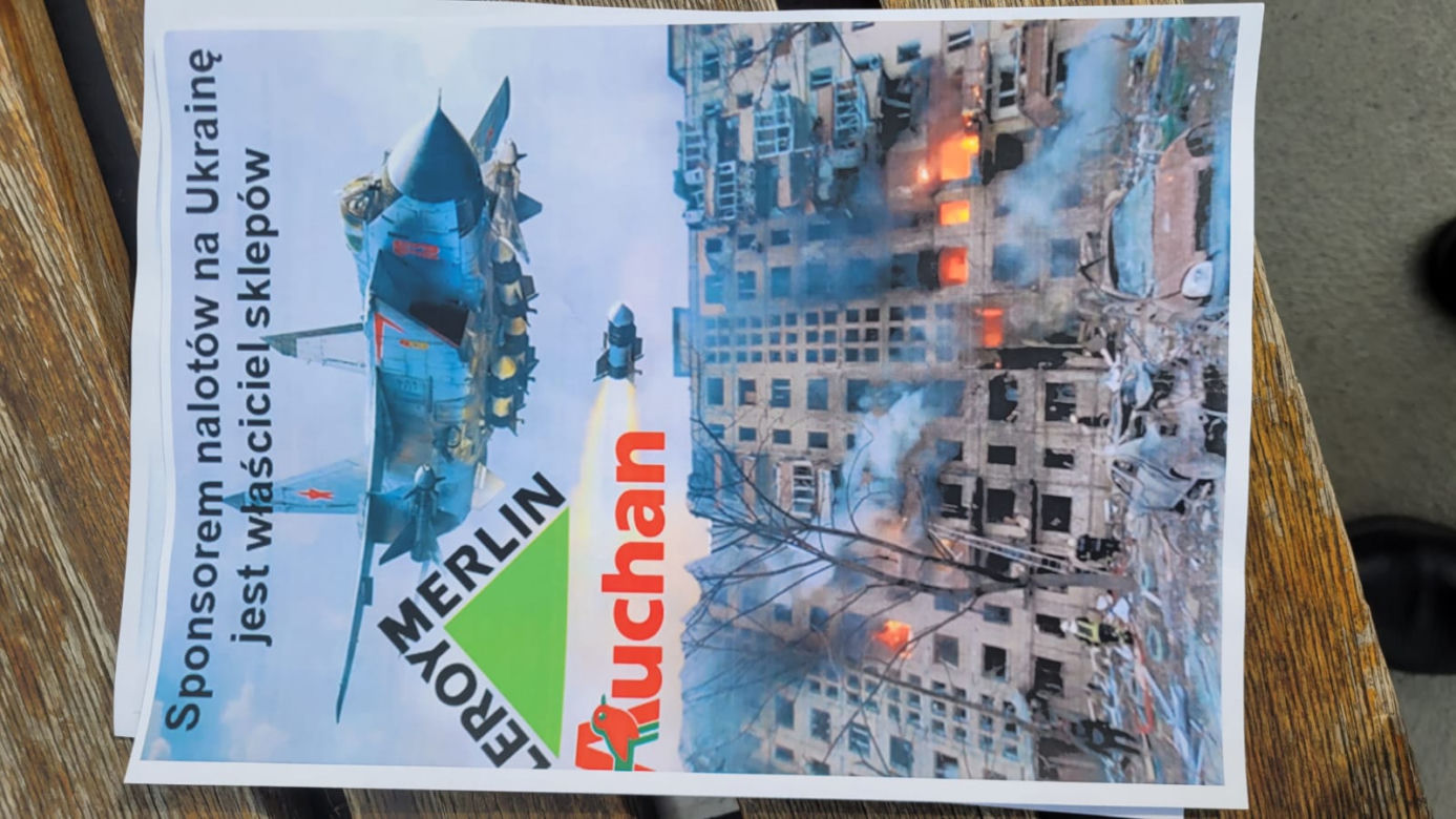 Związkowcy protestowali pod sklepami sieci Auchan