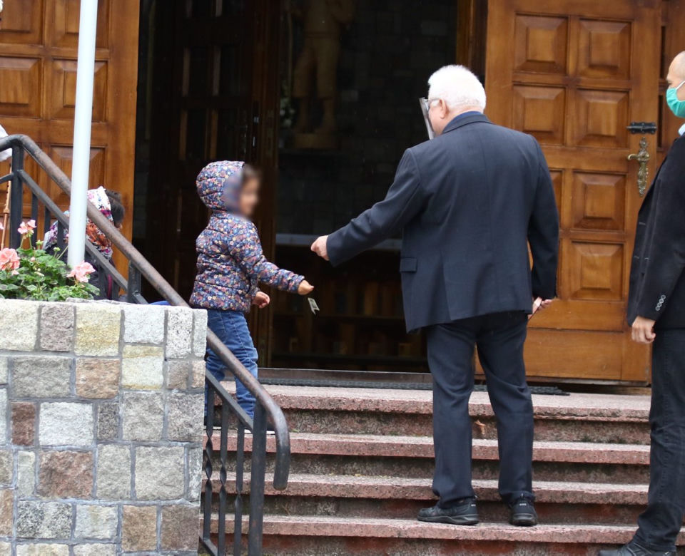 Lech Wałęsa na niedzielnej mszy