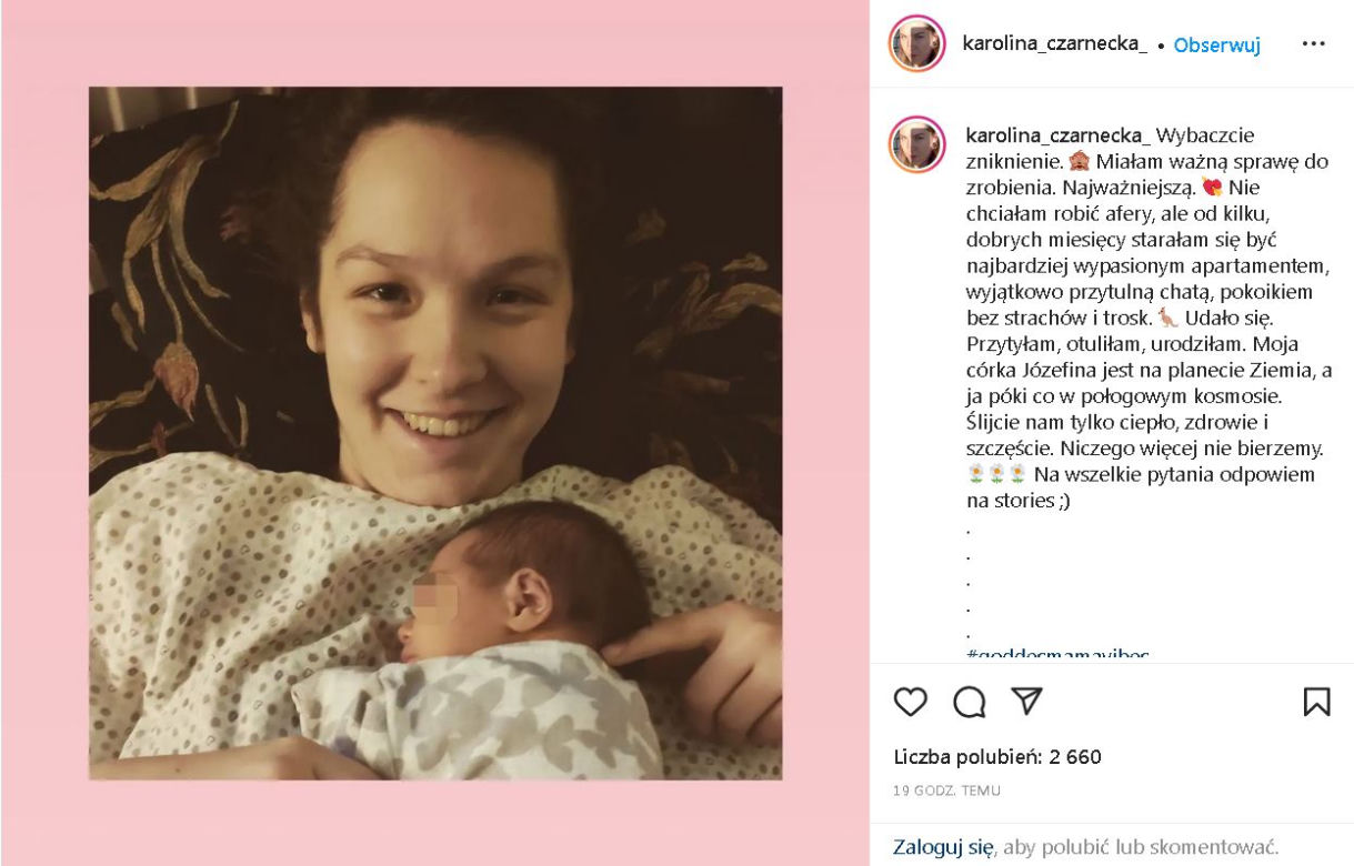 Karolina Czarnecka została mamą. Wcześniej zniknęła z sieci