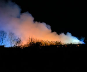 Gigantyczny pożar hal produkcyjnych w Bramkach. W akcji setki strażaków