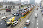 Potrącenie pieszego przez tramwaj w Warszawie