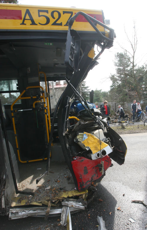 Autobus skosił drzewo