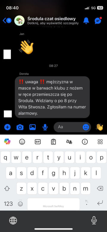 Niepokojące doniesienia mieszkańców Sosnowca: "Facet w barwach klubowych z maczetą". Oświadczenie policji