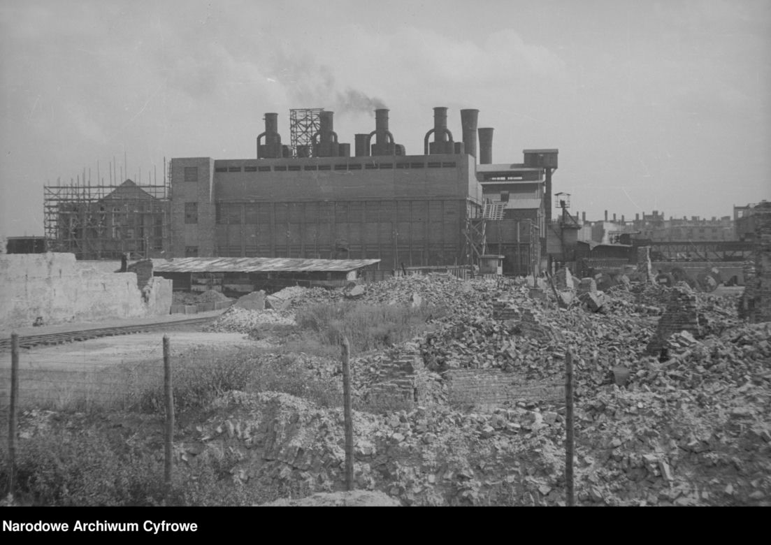 Elektrownia Powiśle – obiekt z oddali ok. 1946–1948 r.