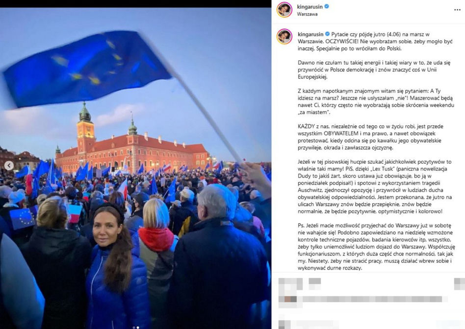 Kinga Rusin na Marszu 4 czerwca. Policja prosiła ją o zdjęcia