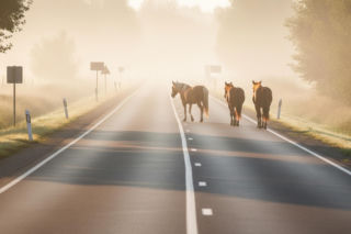 Konie na drodze w Braniewie. Kto zawinił, że zwierzęta znalazły się na jezdni?