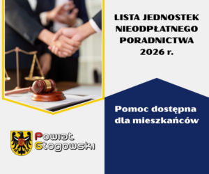 Nieodpłatna pomoc prawna w Powiecie Głogowskim. Opublikowano listę jednostek na 2026 rok