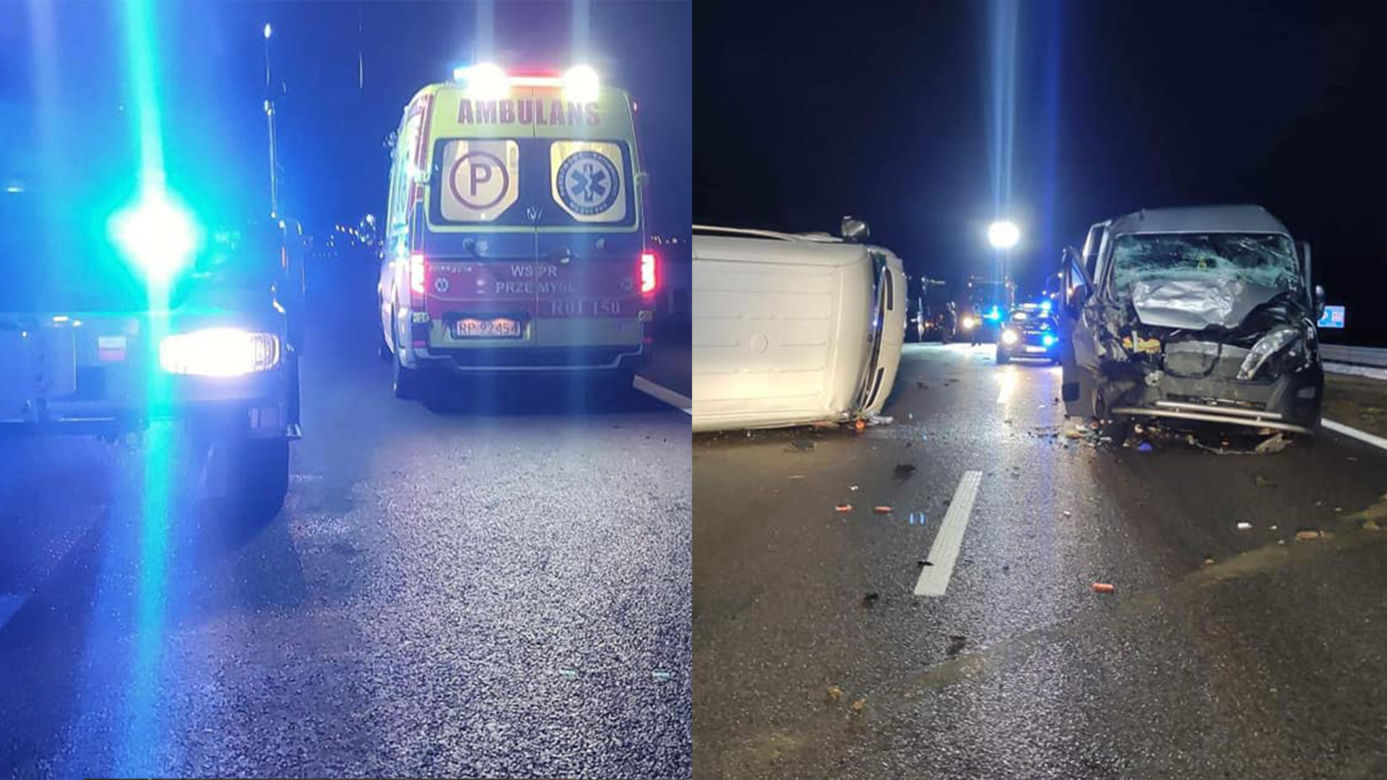 Zderzenie busów na autostradzie