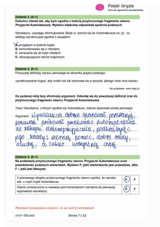 Egzamin ósmoklasisty 2026 język polski: WSZYSTKIE odpowiedzi do arkusza CKE 11.05.2026