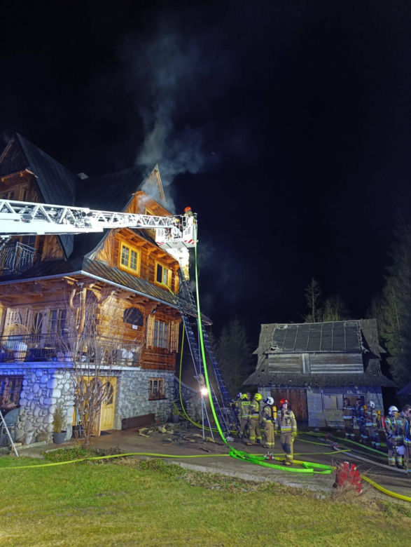 Pożar domu na Krzeptówkach w Zakopanem