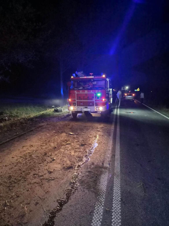 Pijany kierowca i pożar BMW na DK-63 w Suchożebrach