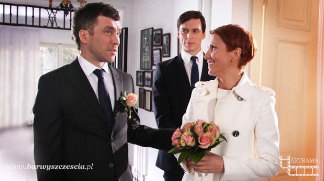 Barwy szczęścia. Ślub Marty i Roberta. Marta (Katarzyna Zielińska), Robert (Marcin Czarnik)