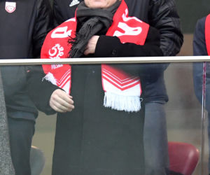 Jacek Kurski z żoną podczas meczu Polska - Łotwa