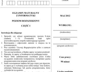 Matura 2012 - informatyka, poziom rozszerzony