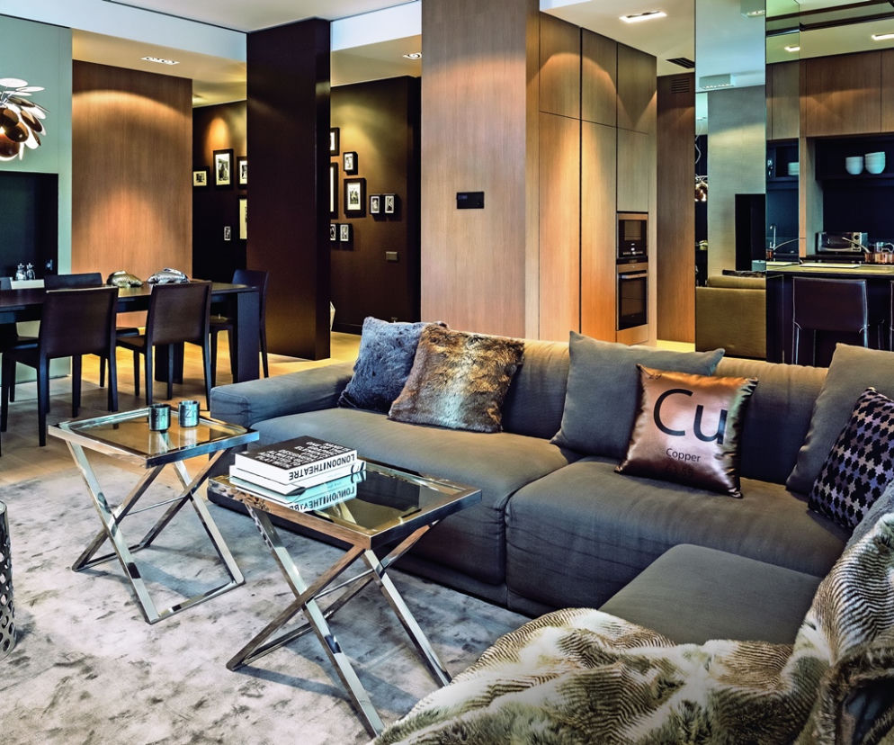 Wygodny salon w części dziennej apartamentu rodzinnego