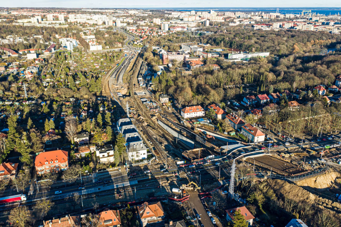 Budowa węzła Łękno - luty 2019