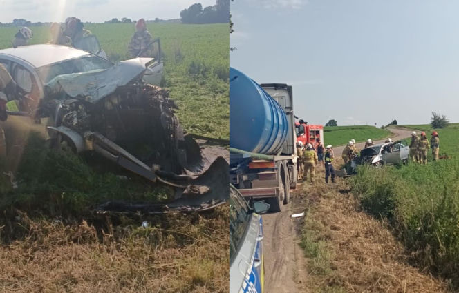 Citroen zderzył się z ciężarówką. Kierowca nie żyje