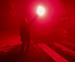 Racowisko kibiców Jagiellonii Białystok rozpoczęło się o symbolicznej godz. 19:20