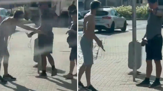 Półnagi mężczyzna z nożem gonił ludzi na ulicy. Dantejskie sceny