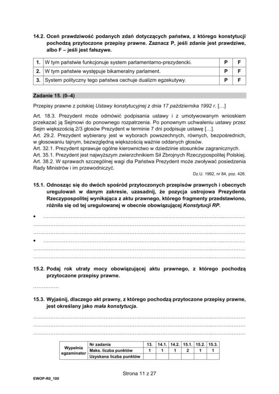 Matura 2021: WOS. Pytania, arkusze CKE, zadania [Matura 11.05.2021]