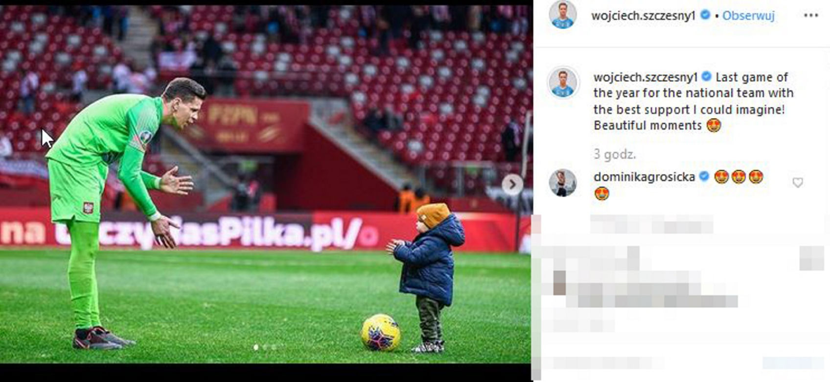 Marina Łuczenko-Szczęsna zabrała pierwszy raz synka na mecz taty.