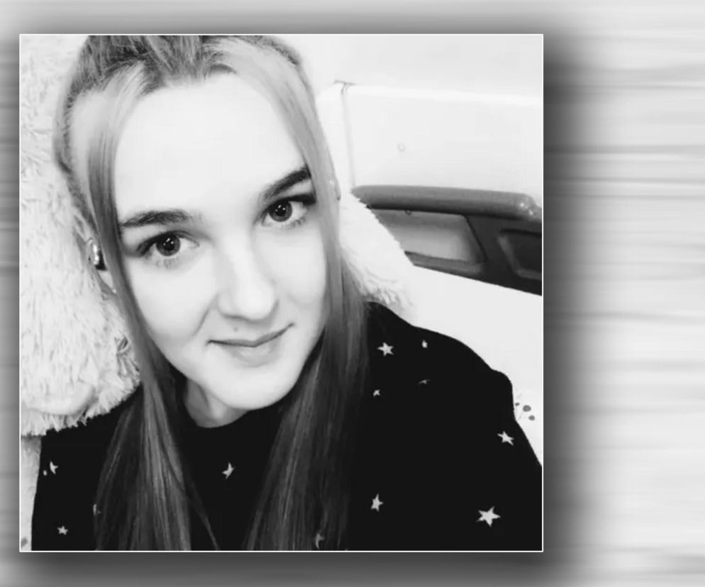 Zaginiona Karolina Gliniany na czarno-białym zdjęciu w ciemnej bluzce w gwiazdki. O poszukiwaniach przeczytasz na SE.