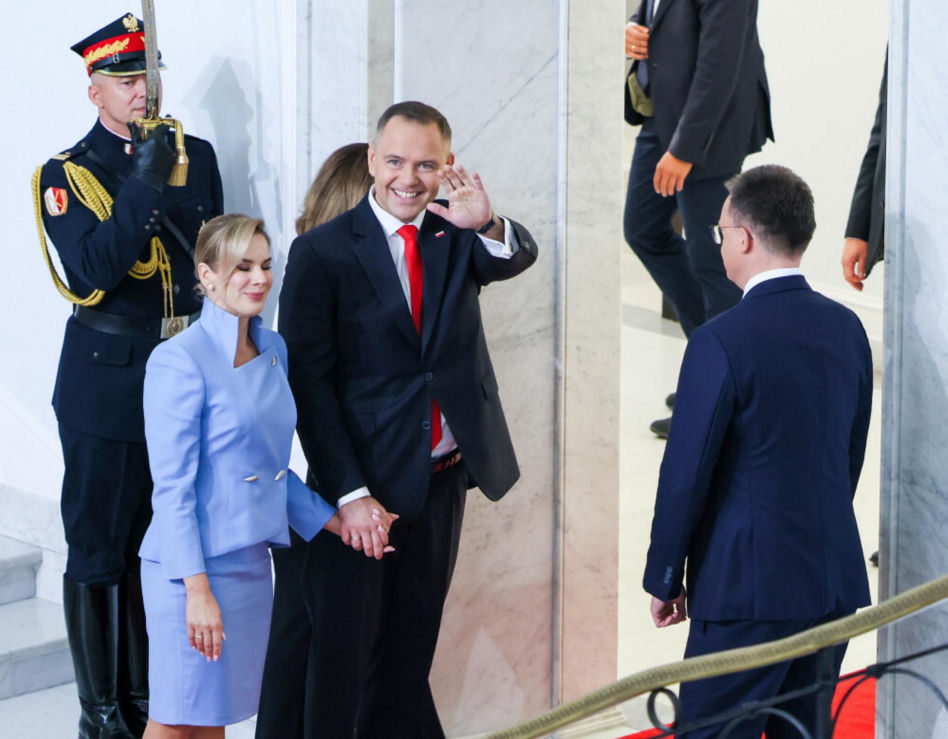 Marta Nawrocka cała na niebiesko zachwyciła w Sejmie  