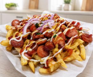 Salchipapa, czyli frytki z kiełbaskami. Peruwiański street food zrobisz za grosze