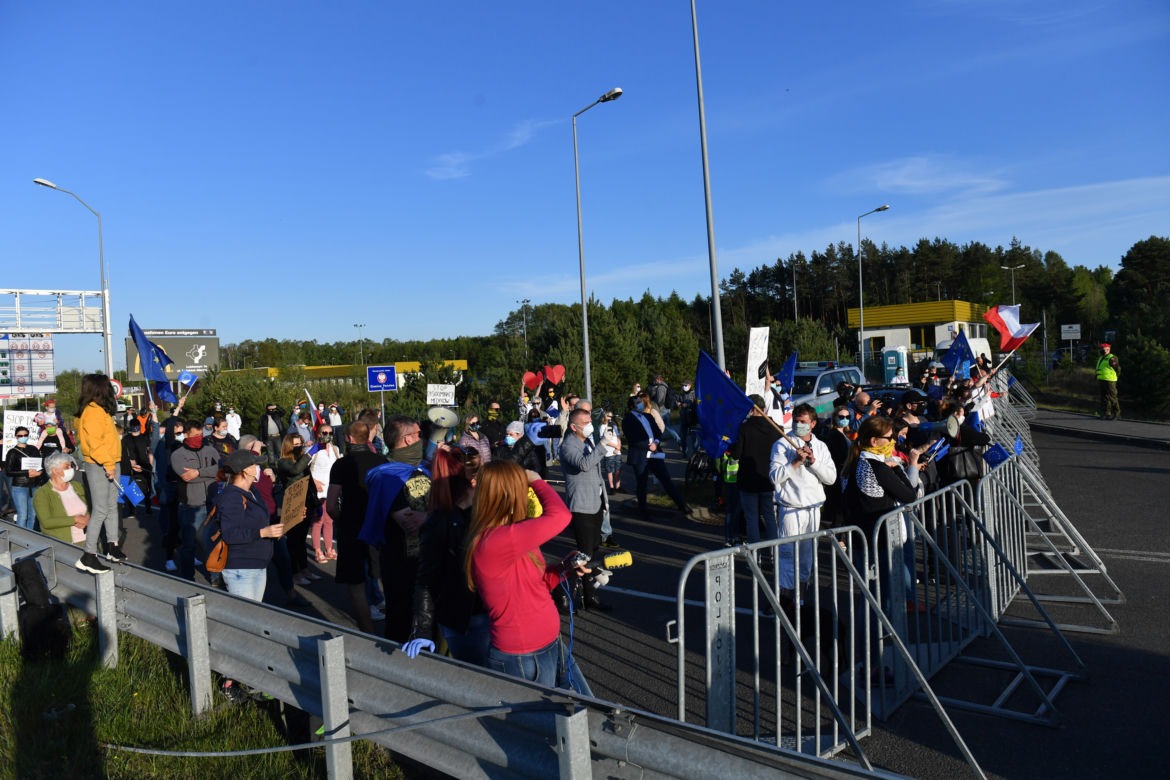Protest medyków na granicy polsko-niemieckiej w Lubieszynie