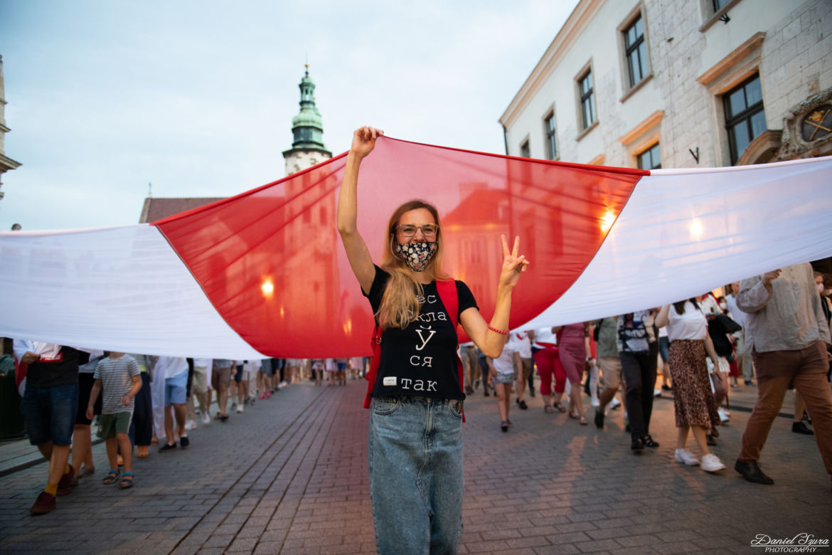 Marsz solidarności z Białorusinami w Krakowie