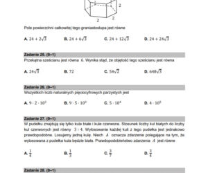 Matura poprawkowa z matematyki 2021 - zadania zamknięte 24-28 (1 punkt)