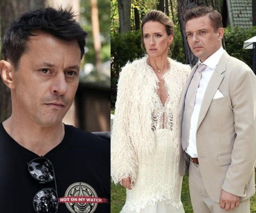 Aktor Marcin Bikowski jako Daniel i Anna Gzyra-Augustynowicz jako Asia oraz Marek Molak jako Hubert w scenie ślubu z serialu Barwy szczęścia, zapowiadającej dramatyczne wydarzenia. Więcej o ich losach przeczytasz na Super Seriale.