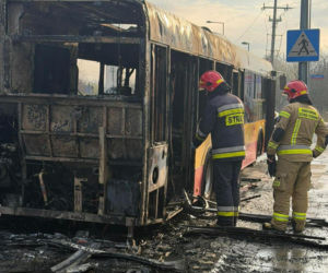 Pożar autobusu Miejskiego na Wawrze