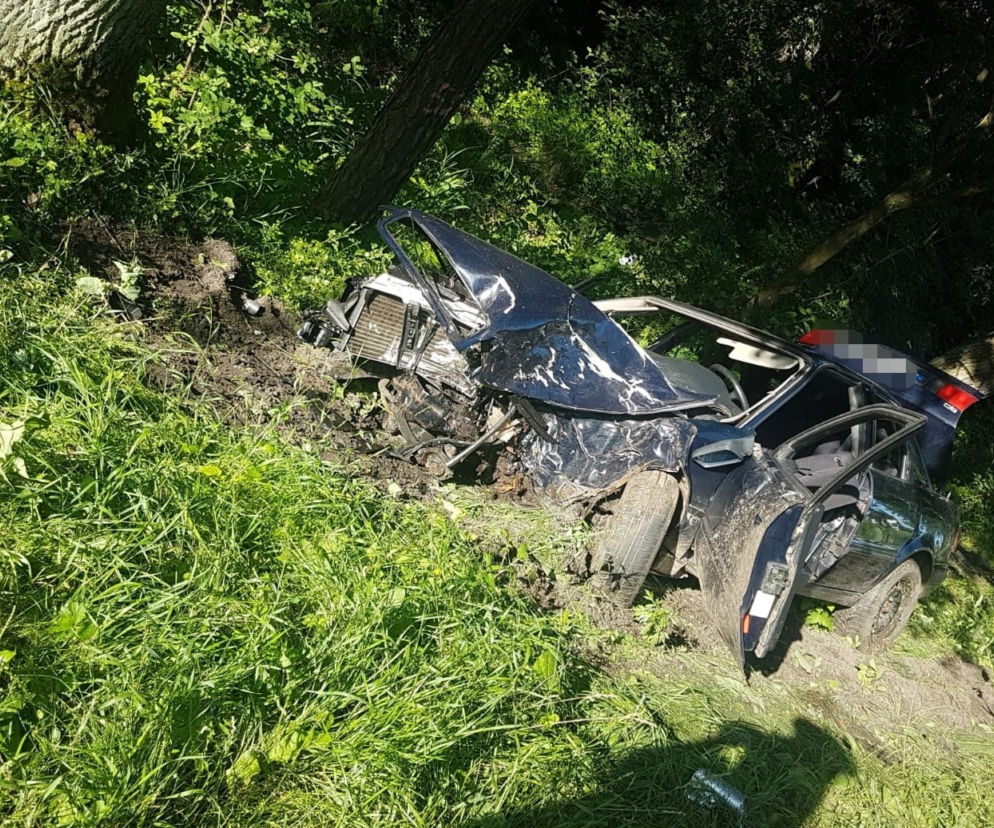Kamieńczyk. Trzech ciężko rannych mężczyzn! Ich audi roztrzaskało się o drzewo na DK nr 62 [ZDJĘCIA]