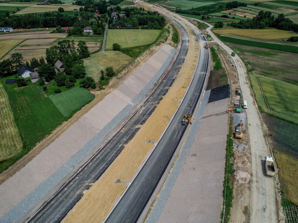 Zdjęcia z placu budowy S7 Kraków - Widoma, czerwiec 2024