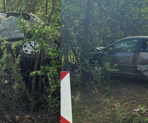 Pijany kierowca wypadł z jezdni i wbił się w drzewo. Śmigłowiec LPR zabrał go do szpitala