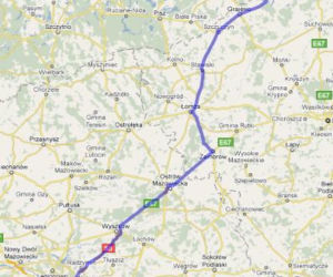 Trasa E67 i 61 Warszawa-Augustów - mapka