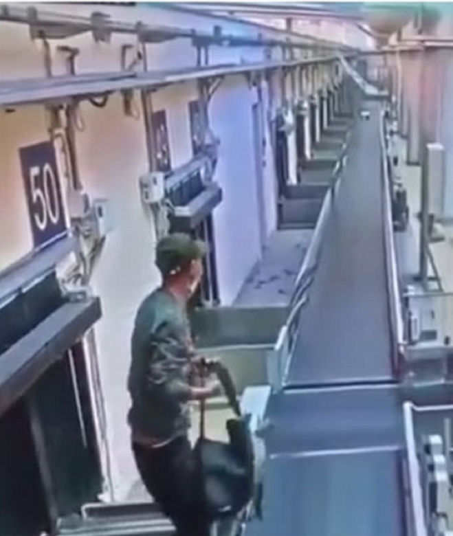 Spóźnił się na samolot do Rzeszowa. Wszedł na taśmę bagażową jak Bruce Willis
