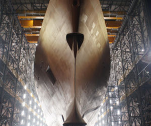 Transport bloku dziobowego pierwszej fregaty programu Miecznik - przyszłego ORP Wicher