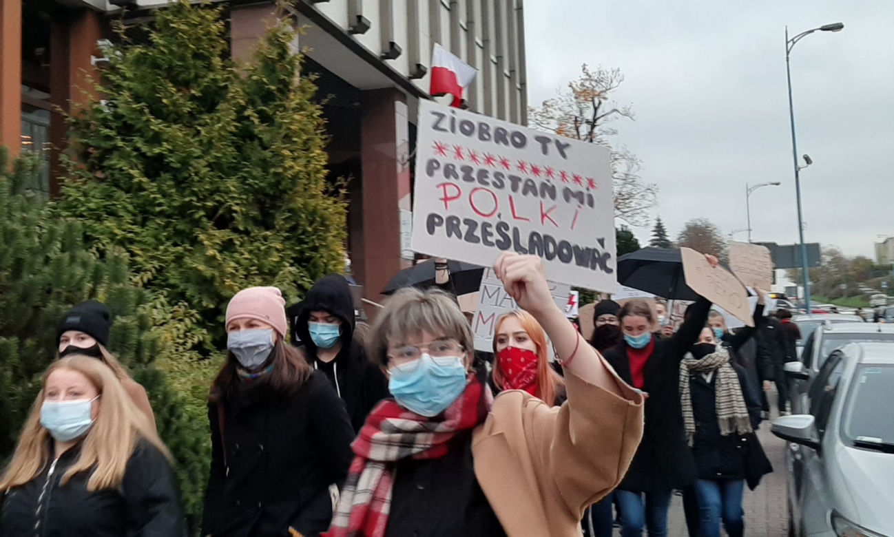 Protest kobiet - blokada ulic w Olsztynie