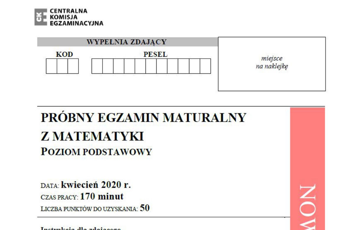 Matura próbna 2020 matematyka