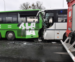  Miejsce zderzenia dwóch autobusów na ul. Gdańskiej w Szczecinie