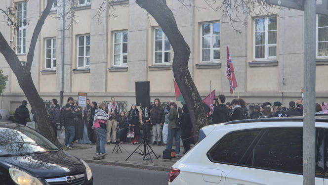 Protest pod ambasadą Izraela w Warszawie (30.04.2026)