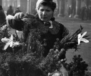 Sprzedaż palm na Rynku, 1940