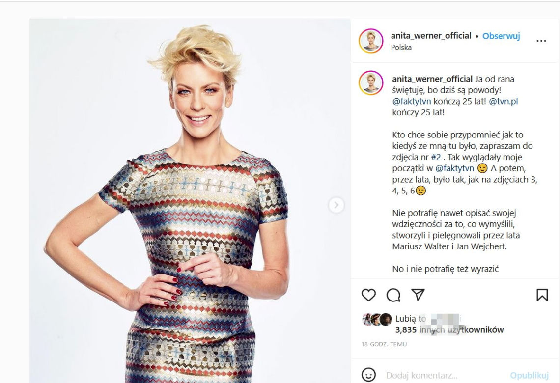 Anita Werner świętuje 25-lecie TVN